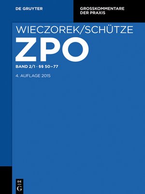 cover image of ZPO, Band 2/1 §§ 50-77